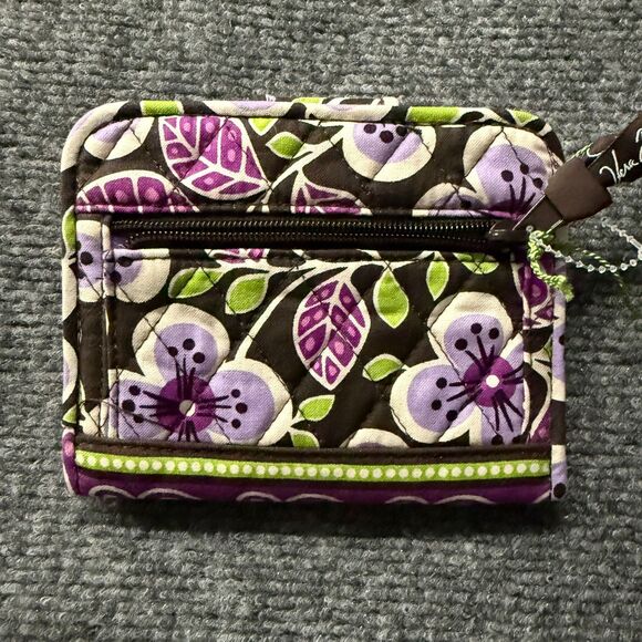 Vera Bradley Snappy Wallet Plum Petals Floral Quilted Snap On Card Holder Hippie - Picture 3 of 7